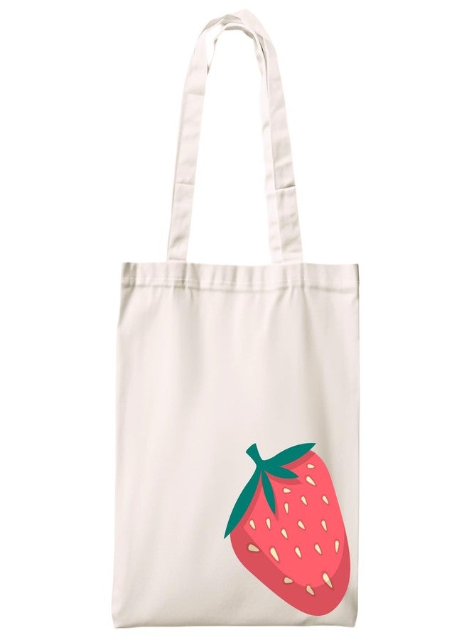 Roundsun Fruit Print Canvas Tote Bags,Reusable Shopping Bags with Strawberry,Kiwi,Orange,Watermelon Design,Magnetic Button Closure,No Zipper,No Inner Pocket,Eco Friendly Cotten (Strawberry (Pack of 1)) - Image 2